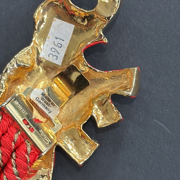 🛑🛑SOLD 🌸Vintage Gutos Red Rhinestone Elephant Stretch Belt - Picture 14 of 17